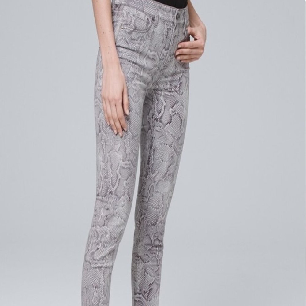 WHBM Sculpt High-Rise Snake Print Skinny Ankle Jeans